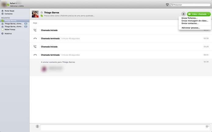 Alguns Skypes permitem envio de contatos e tela (Foto: Reprodução/Thiago Barros)