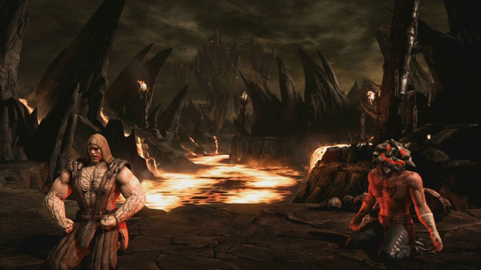 Em um de seus Brutalities, Tremor troca a cabeça de Johnny Cage por uma pedra (Foto: Reprodução/Event Hubs)