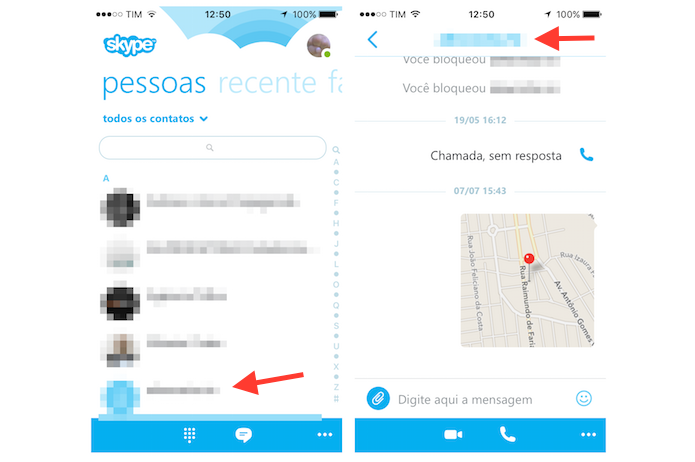 Acessando as opções para um contato no Skype para iPhone (Foto: Reprodução/Marvin Costa) Acessando as opções para um contato no Skype para iPhone (Foto: Reprodução/Marvin Costa)
