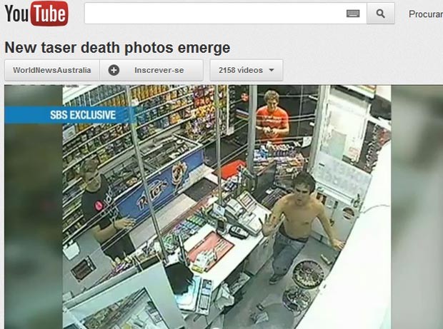 Imagem do vídeo de circuito interno da loja de departamentos no dia da morte do brasileiro (Foto: Reprodução de vídeo)