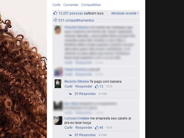 Comentários contra Taís Araújo começaram no sábado (31) (Foto: Reprodução/Facebook)