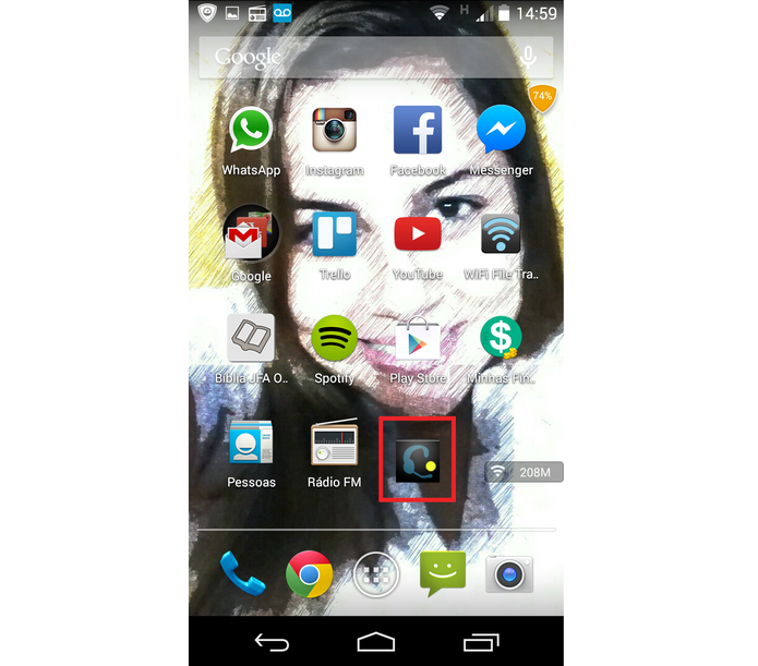 O HF Button Widget na tela principal do Moto G (Foto: Reprodução/ Marcela Vaz)
