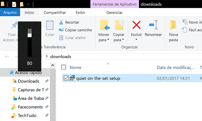 Volume do Windows não consegue ultrapassar o limite do Quiet on the Set (Foto: Reprodução/Elson de Souza)