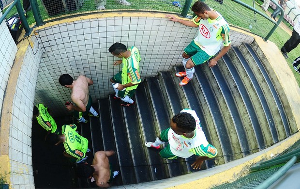Time do Palmeiras após empate com o Flamengo (Foto: Marcos Ribolli / Globoesporte.com)