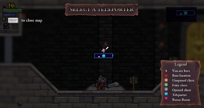 Use o teleporter para ir em qualquer lugar já visitado no mesmo castelo (Foto: Reprodução / João Moura)