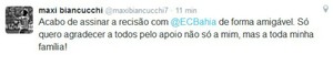 Maxi Biancucchi rescinde contrato com o Bahia (Foto: Reprodução / Twitter) Maxi Biancucchi rescinde contrato com o Bahia (Foto: Reprodução / Twitter)