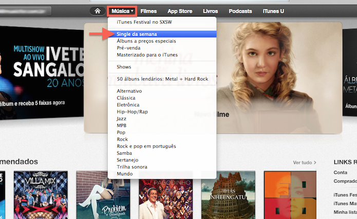 Baixando conteúdos musicais gratuitos na iTunes Store (Foto: Reprodução/Marvin Costa)