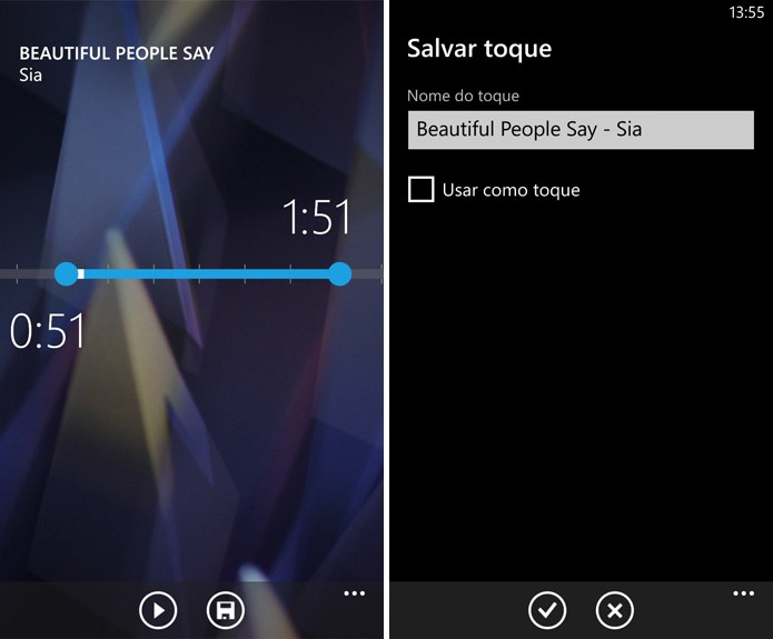Nokia Ringtone Maker transforma músicas do celular em toque para Windows Phone (Foto: Reprodução/Elson de Souza)
