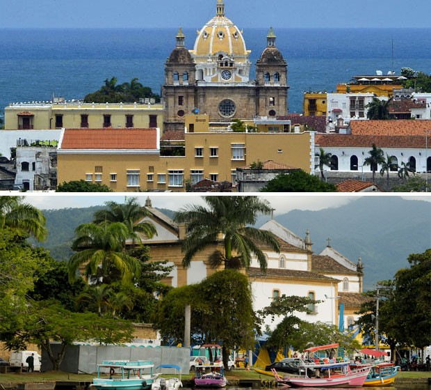 Cartagena x Paraty, cidades históricas em disputa (Foto: Flavio Moraes/G1/Luis Acosta/AFP)