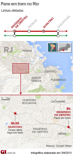 Veja os locais de confusão nos trens do Rio (Foto: Arte / G1) Veja os locais de confusão nos trens do Rio (Foto: Arte / G1)