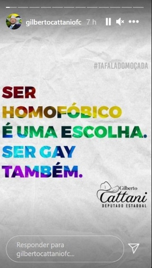Deputado Gilberto Cattani Posta Que Ser Homof Bico Uma Escolha E Ser Gay Tamb M Entidades