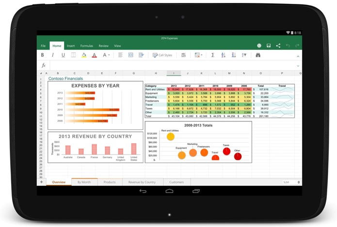 Excel também está para tablets e smartphones Android. (Foto: Divulgação)
