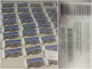 Homem portava mais de 200 ingressos falsos (Foto: Polícia Civil/Divulgação)