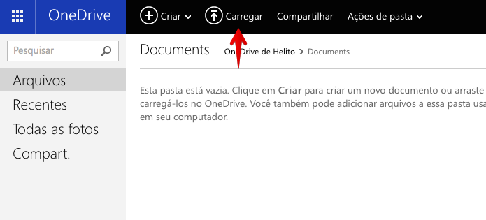 Enviando arquivo para o OneDrive (Foto: Reprodução/Helito Bijora)