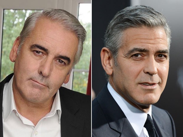 O britânico Gary Tate, que 'atua' como sósia de George Clooney, e o ator durante evento em 1º de outubro de 2013 (Foto: Divulgação/Facebook/Gary Tate e Evan Agostini/Invision/AP) O britânico Gary Tate, que 'atua' como sósia de George Clooney, e o ator durante evento em 1º de outubro de 2013 (Foto: Divulgação/Facebook/Gary Tate e Evan Agostini/Invision/AP)