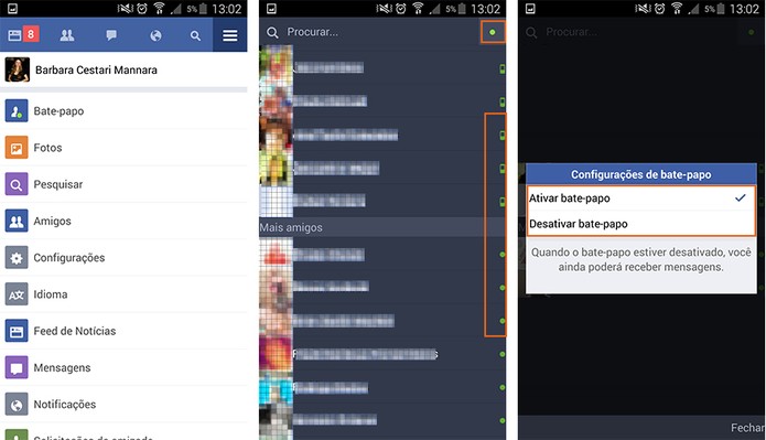 Veja quem está online no bate-papo do Facebook Messenger e desative o chat se preferir (Foto: Reprodução/Barbara Mannara)