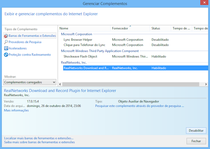 Desativando extensão do RealPlayer Cloud (Foto: Reprodução/Helito Bijora)