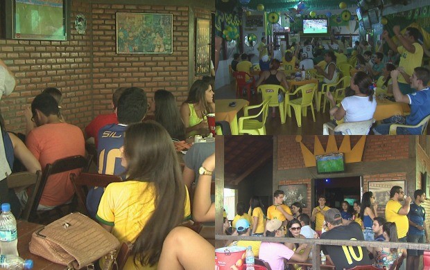 Bares da capital ficaram lotados durante jogo da seleção (Foto: Bom Dia Amazônia)