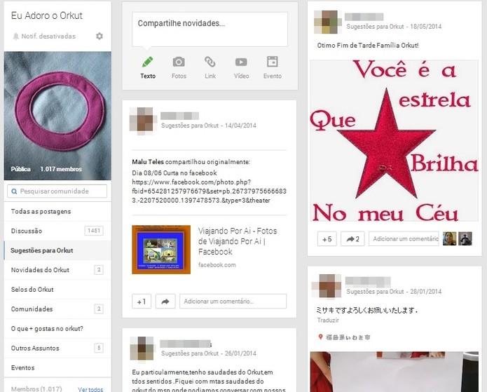 É possível encontrar semelhanças entre comunidades do Orkut e do Google+, mas usuários pedem que Orkut seja mantido (Foto: Reprodução/PauloFinotti/Google+)