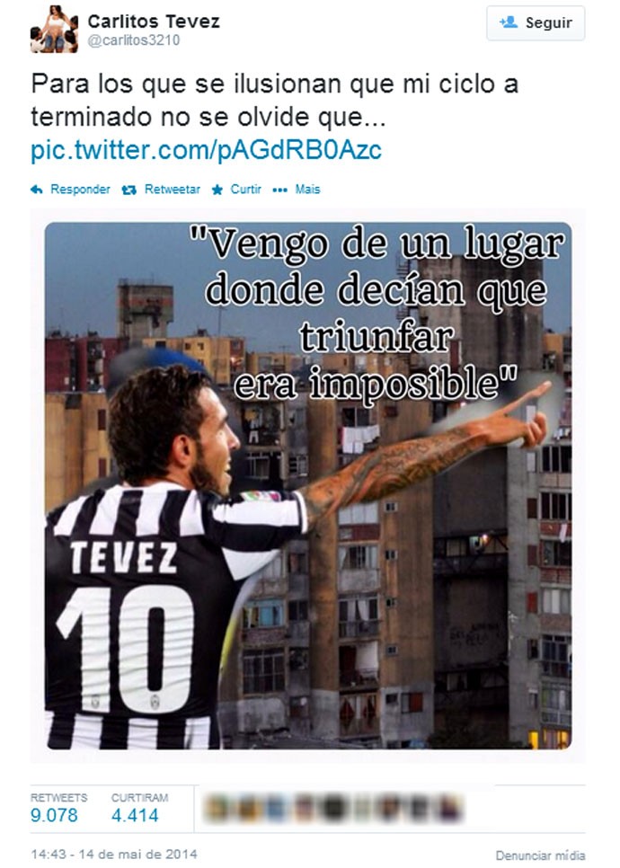 Tévez Juventus (Foto: Reprodução / Twitter)