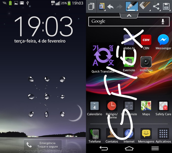 Tela de bloqueio do LG G Flex e recurso QuickMemo (Foto: Reprodução) Tela de bloqueio do LG G Flex e recurso QuickMemo (Foto: Reprodução)
