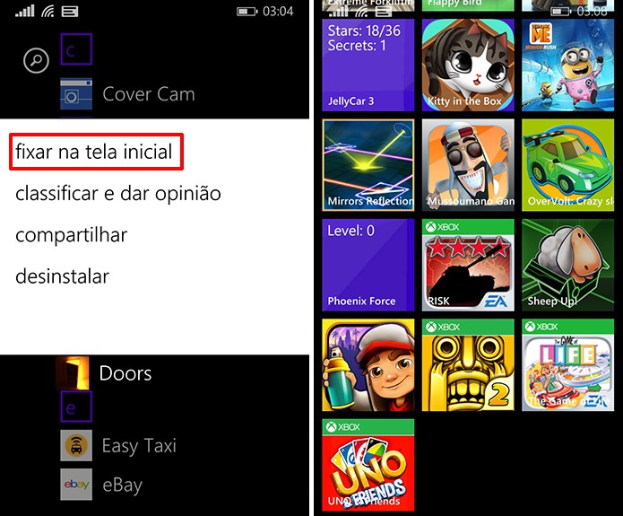 Windows Phone 8.1 Update 1 traz ferramenta nativa para criar pastas na tela inicial do telefone (Foto: Reprodução/Elson de Souza)