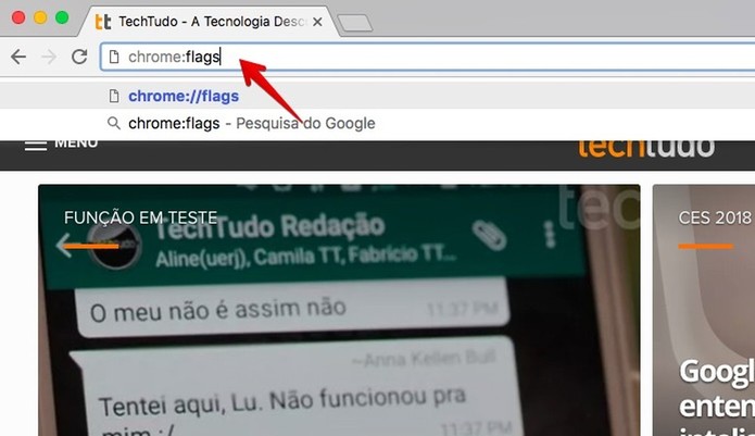 Acesse a página do Chrome Flags (Foto: Reprodução/Helito Bijora) Acesse a página do Chrome Flags (Foto: Reprodução/Helito Bijora)