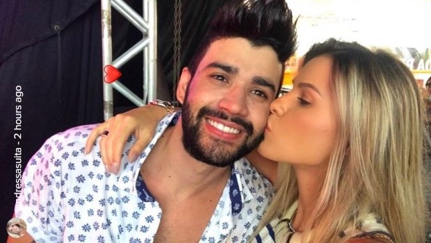 Gusttavo Lima e Andressa Suita nos bastidores do show do cantor em Aracaju (Foto: Reprodução/Instagram)