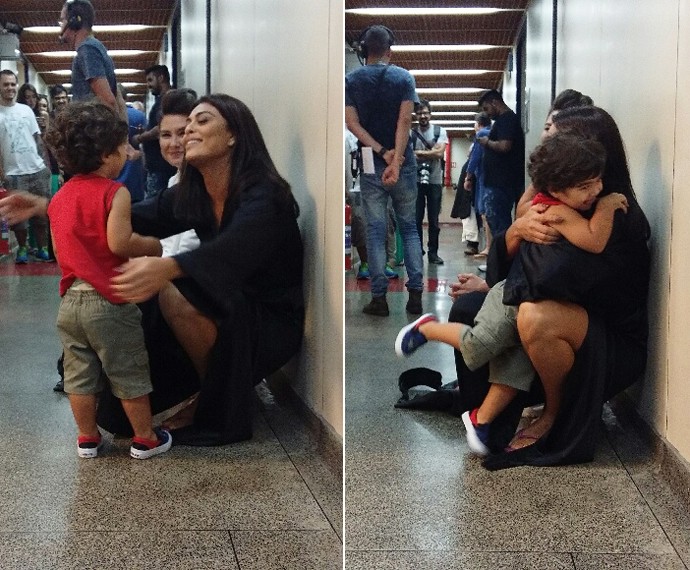 Juliana Paes com o filho Antonio (Foto: Ivo Madoglio / TV Globo)