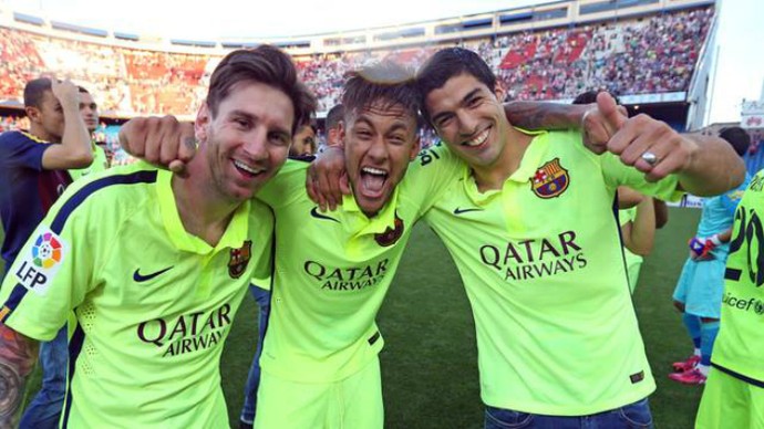 Messi, Neymar e Suárez Barcelona (Foto: Reprodução / Facebook)