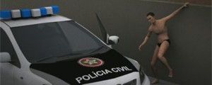 De sunga, suspeito é baleado e rouba carro da polícia durante fuga (Reprodução/TV Globo)