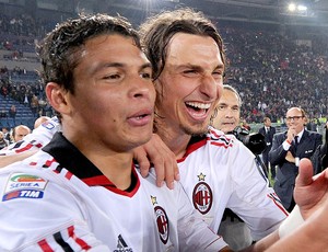 Thiago Silva e Ibrahimovic no Milan (Foto: Getty Images)