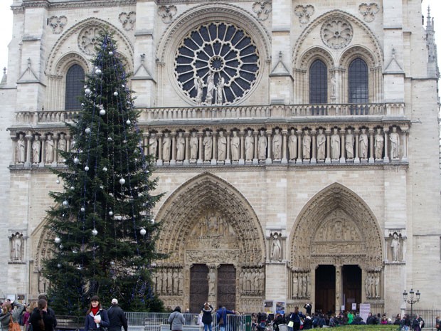 A árvore de Natal da catedral de Notre Dame, em Paris  (Foto: AP Photo/Jacques Brinon)