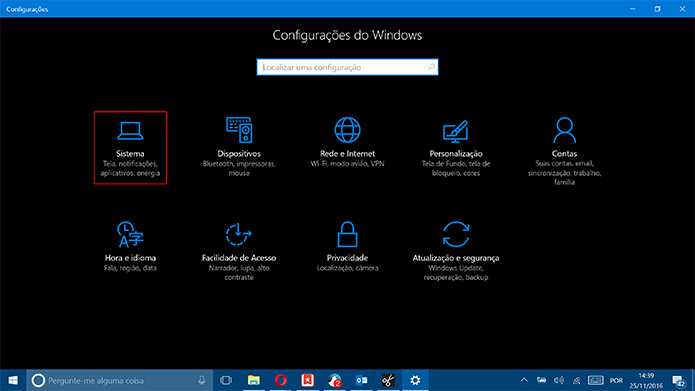 Clique em Sistema nas configurações do Windows para forçar app padrão (Foto: Reprodução/Elson de Souza)