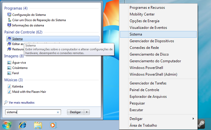 Acessando a opção Sistema no Windows 7 e 8 (Foto: Reprodução/Edivaldo Brito)
