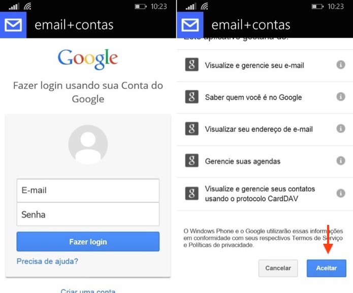 Entre com o usuário e senha da sua conta Google (Foto: Reprodução/Helito Bijora)