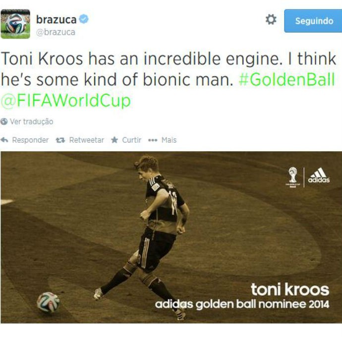 Toni Kroos, da Alemanha, é mais um dos indicados a melhor da Copa do Mundo
