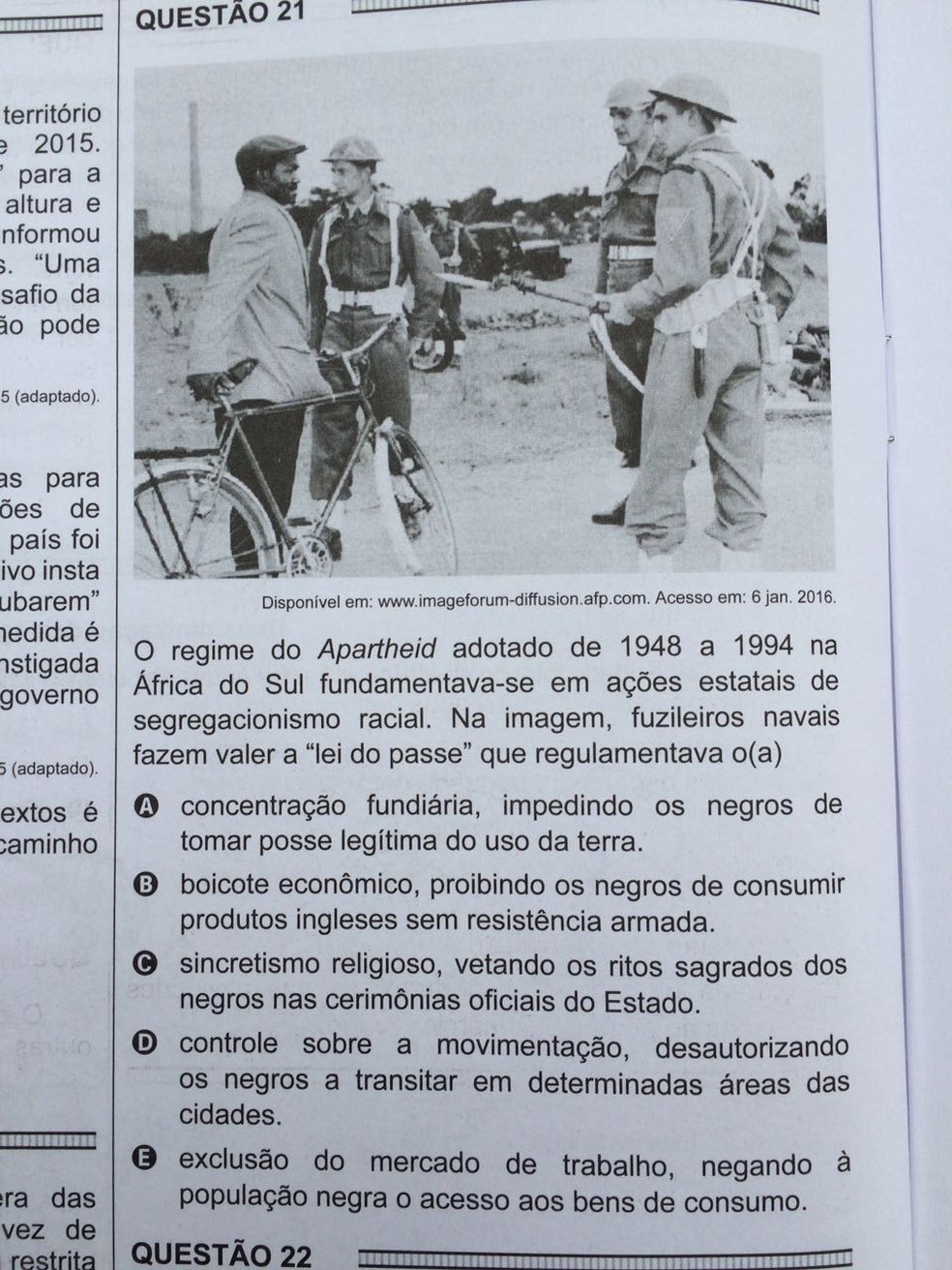  ENEM 2016 - 1º DIA - PROVA BRANCA - QUESTÃO 21 (Foto: G1 )