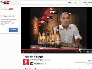 Reprodução do comercial do 'teste cego' da Kaiser no YouTube (Foto: Reprodução)