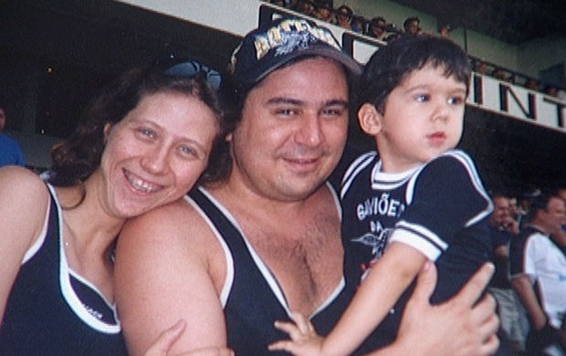 Tatiana, Marcos e o filho Matheus Maccapani (Foto: Reprodução SporTV)