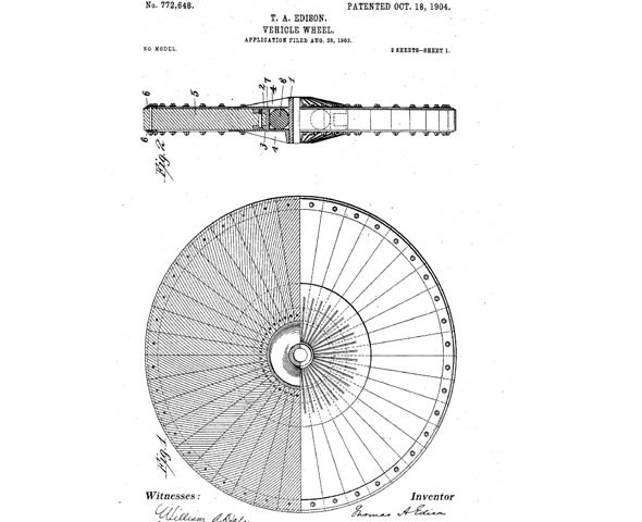 Rodas de borracha Thomas Edison (Foto: Google Patents)