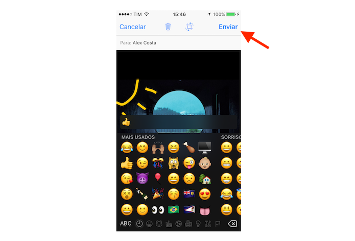 Imagem editada no iOS será enviada para o contato do WhatApp selecionado (Foto: Reprodução/Marvin Costa)