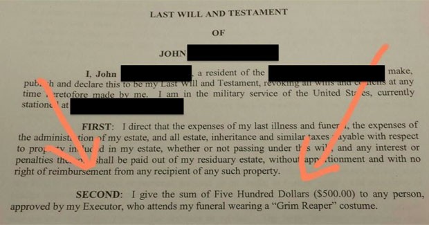 Militar ofereceu US$ 500 para quem aparecesse em seu funeral fantasiado de 'Morte' (Foto: Reprodução/Imgur/JonyTones)