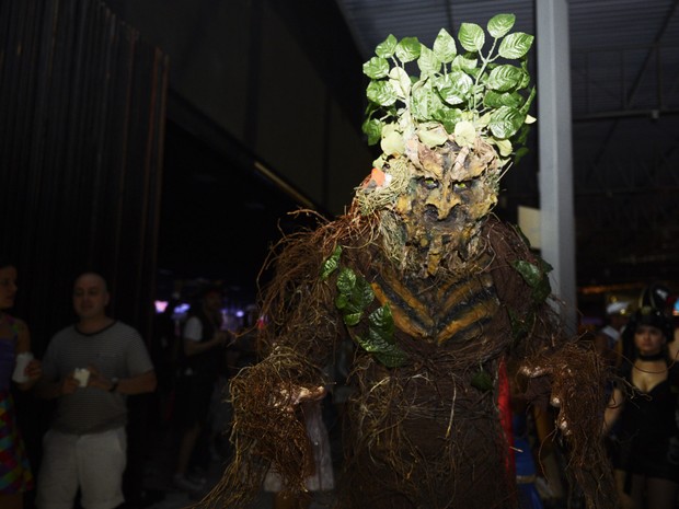 Kléber Valentim chamou a atenção fantasiado de Barbárvore, personagem do Senhor dos Anéis (Foto: Luka Santos / G1)