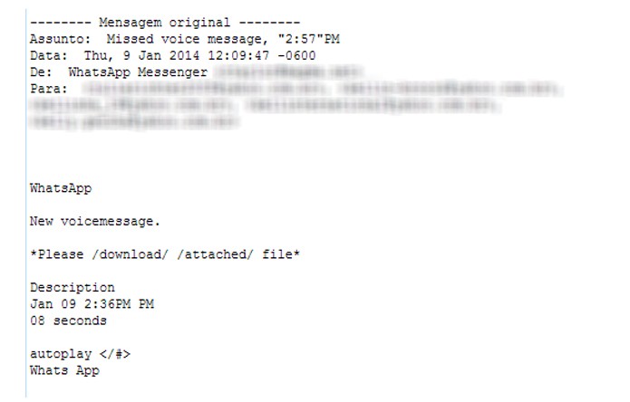 Whatsapp email (Foto: Reprodução/blogs.eset)