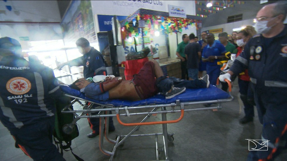 Duas pessoas ficaram feridas durante assalto no Aeroporto de São Luís. (Foto: Reprodução/TV Mirante)