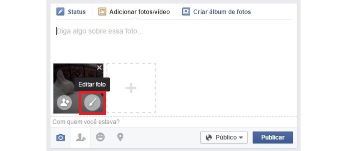 Destaque para botão Editar foto em miniatura do post de Facebook (Foto: Reprodução/ Raquel Freire)