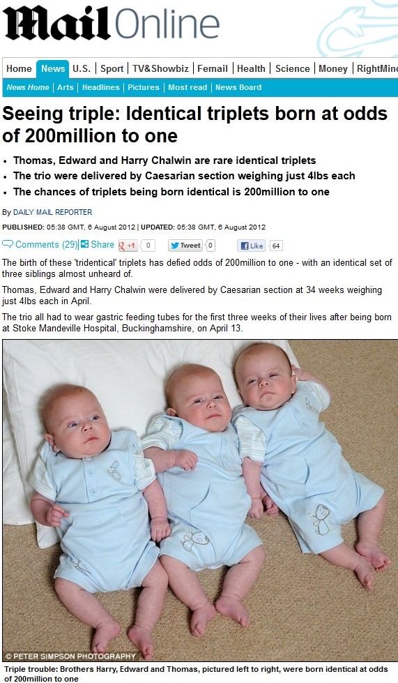 Bebês trigêmeos idênticos (Foto: Daily Mail/Reprodução)