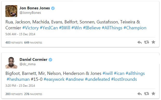 tweets Jon Jones E Daniel Cormier (Foto: Reprodução / Twitter)