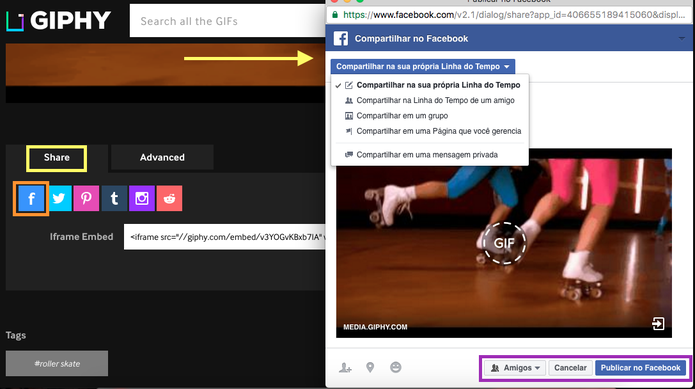 Também é possível publicar o GIF direto do Giphy para o Facebook, no botão Share (Foto: Melissa Cruz / TechTudo) Também é possível publicar o GIF direto do Giphy para o Facebook, no botão Share (Foto: Melissa Cruz / TechTudo)